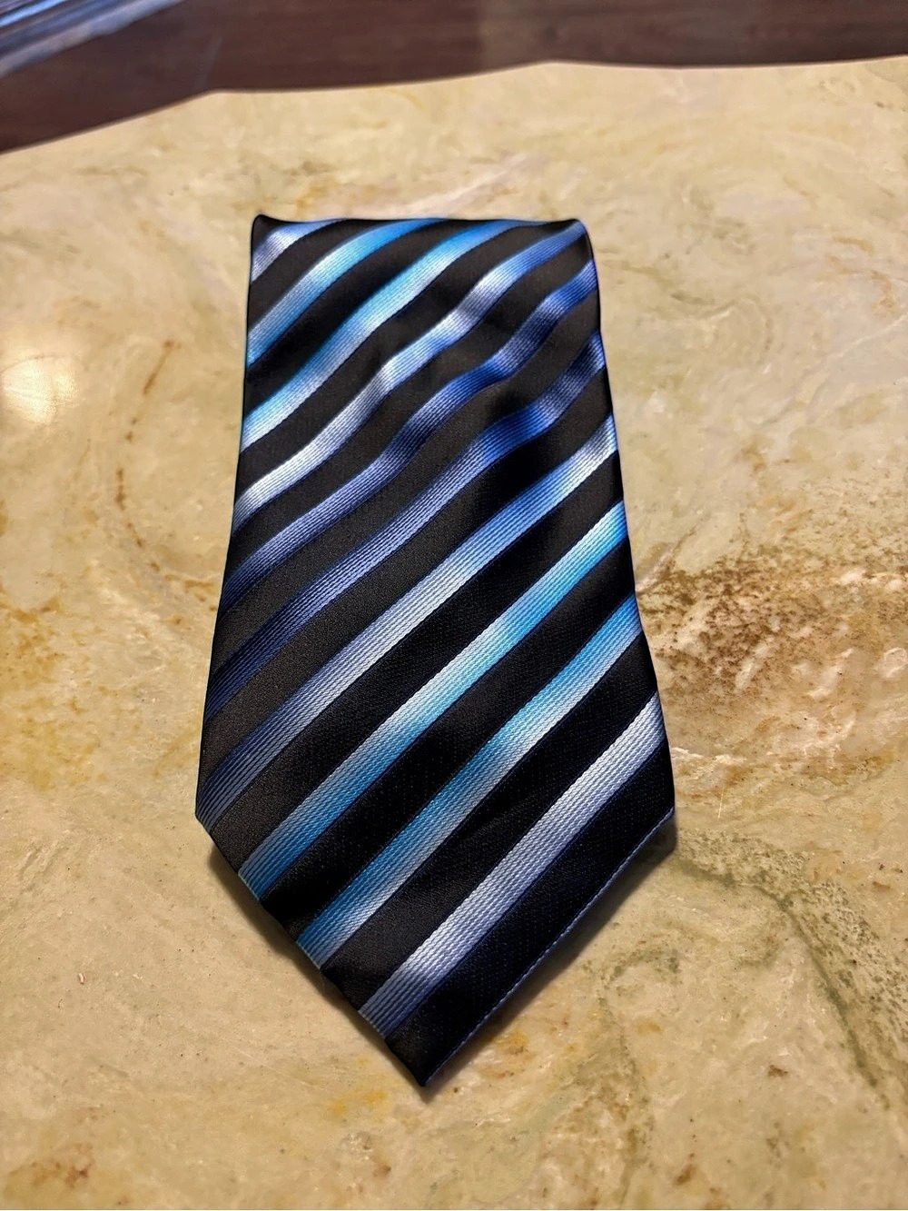 PINK London Striped Tie in Black & Blue Like New
